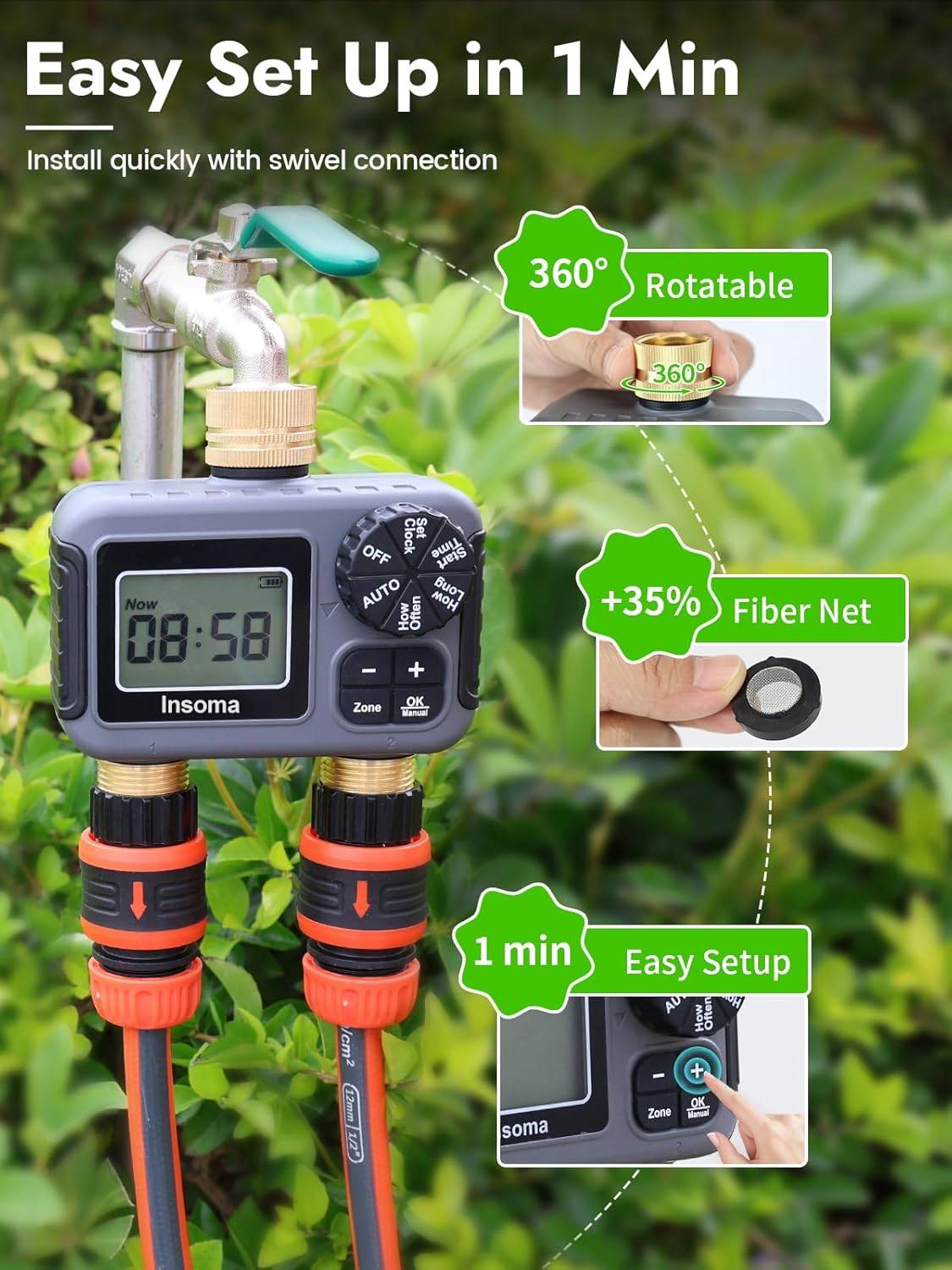 Dual Outlets Smart Irrigation  - огляд і ціна Timer Dual Outlet